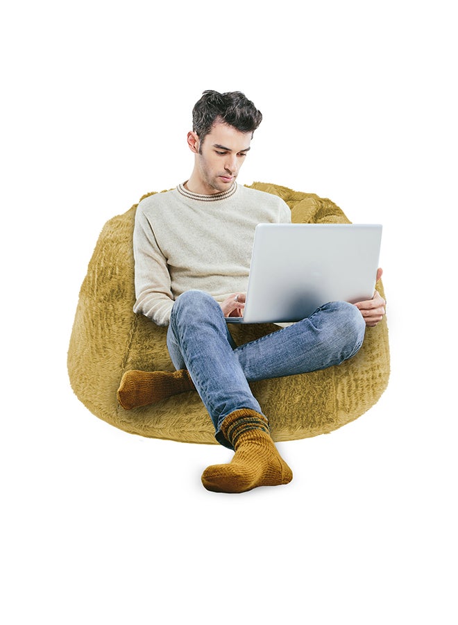 Kempes | Fur Bean Bag Chair Gold Meduim - v1692869719/N24552320A_1