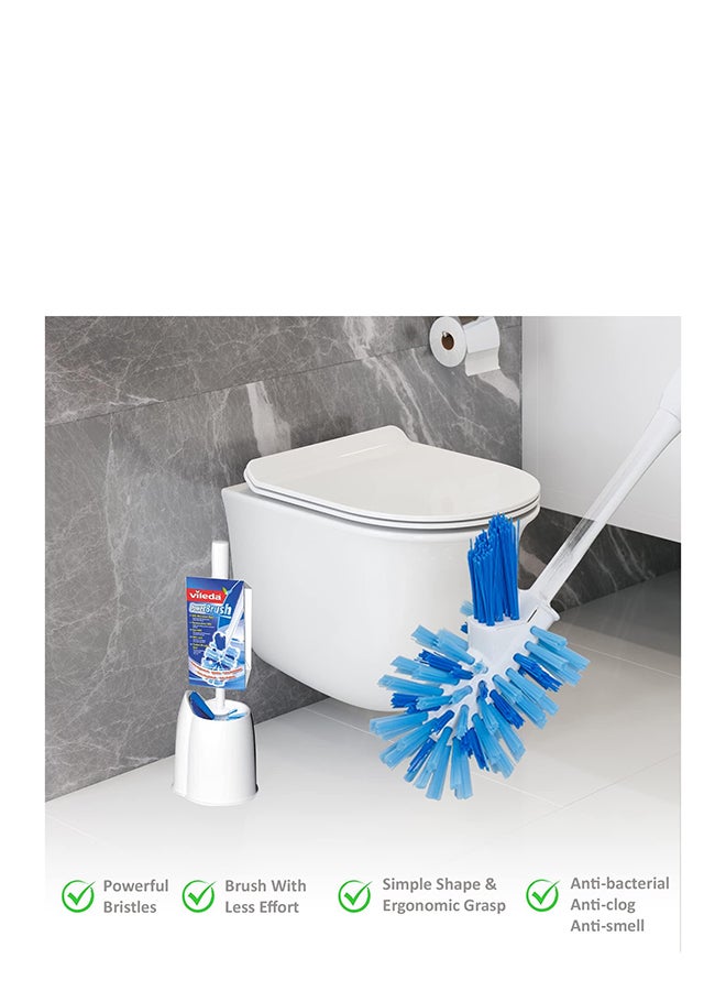 Vileda - Toilet Brush Set 3 in 1 White/Blue - Image 1