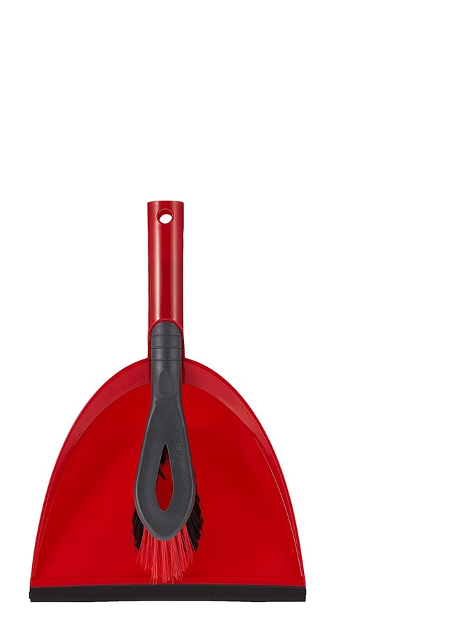 2x1 Short Handle Dustpan Standard – Dustpan And Brush, Ultra-Thin Black Fibers,  Red Fibers, Ergonomic, Versatile, - Red & Black (25 x 5 x 35 cm) Red/Black/Grey - v1692875234/N12824871A_2