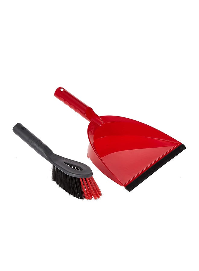 2x1 Short Handle Dustpan Standard – Dustpan And Brush, Ultra-Thin Black Fibers,  Red Fibers, Ergonomic, Versatile, - Red & Black (25 x 5 x 35 cm) Red/Black/Grey - v1692875234/N12824871A_3