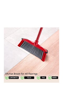 Vileda 3 Motion Indoor Floor Broom with Stick Three Different Fiber Types Strong Bristles, Multi-Purpose Rubber Broom Light Red/Black 30 × 6 × 139cm  - Image 5
