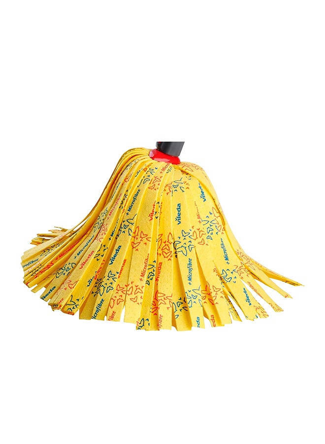 Vileda - Supermocio Soft Floor Mop Refill, Easy-click, Microfibre, Ergonomic, Machine washable Yellow/Red - Image 1