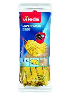 Supermocio Soft Floor Mop Refill, Easy-click, Microfibre, Ergonomic, Machine washable Yellow/Red