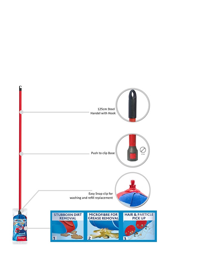 3action Supermocio Floor Mop Refill, Multi-Use, Red Stain Eraser, Blue Microfiber, 3D Red Stain Blue XL - v1692875249/N12825028A_7