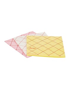 Vileda Multipurpose Reusable Cleaning Cloth 3-Pack - Powerful Cleaning, Water-Absorbent, Durable Fabric | Ideal for Kitchen, Car, and Household Cleaning Tasks | Soft and Non-Scratch Material Yellow/Pink/White 38x40cm Yellow/Pink/White 38x40cm  - Image 1
