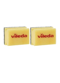 Vileda Glitzi Crystal Scourer Sponge 2 Pc, Antibacterial, Long Lasting, Hygienic - Yellow And Black (2 Pc Per Pack) Yellow  - Image 1