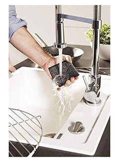 Vileda 2pcs Glitzy Power Inox Metal Scouring Pad Heavy Duty Cloth Hygienic And Effective Black  - Image 5