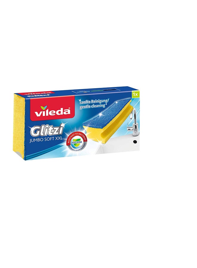Vileda Glitzi Jumbo Soft Cleaning Scourer Sponge 1 Pc, Antibacterial, Non-Scratch, Durable, High-Quality Abrasive - Yellow & Blue ( 1 Pc Per Pack) Multicolor  - Image 1