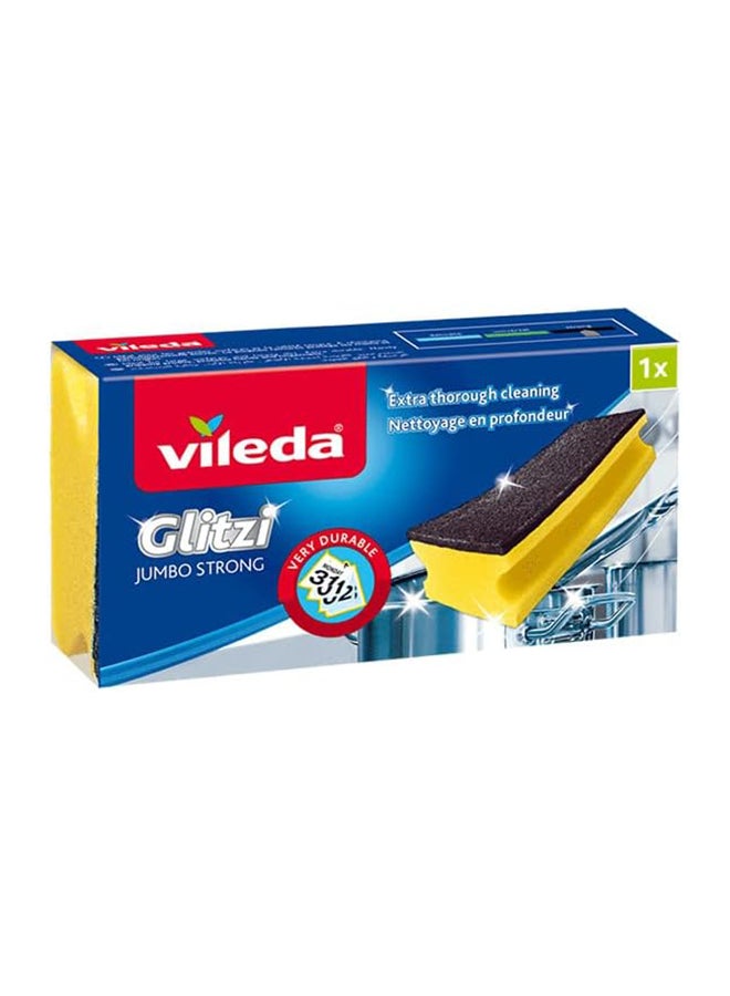 Vileda Glitzi Strong Jumbo Scourer Sponge 1Pc, Antibacterial, Long Lasting, Hygienic - Yellow And Black (1 Pc Per Pack) Multicolour - Image 1