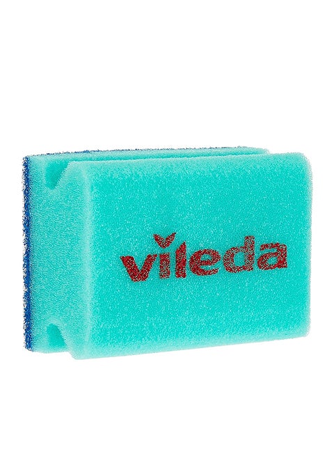 Glitzi Dishes Scourer Sponge 2Pcs, Soft Cleaning, Durable, User-Friendly - Green & Blue ( 2 Pcs Per Pack) Blue