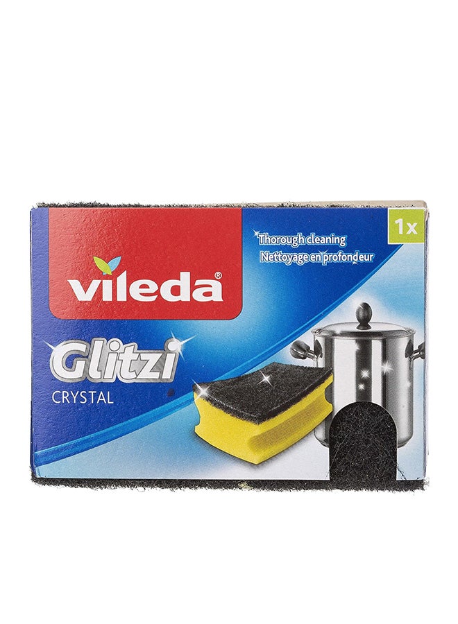 Vileda Glitzi Crystal Scourer Sponge 1 Pc, Antibacterial, Long Lasting, Hygienic - Yellow And Black (1 Pc Per Pack) Multicolor  - Image 1