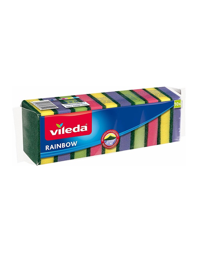 Vileda - Rainbow Medium Foam Sponge Scourer, Eco-Friendly, Comfortable Grip, Value Pack 10 Pcs, Multi Colours Multicolour - Image 1