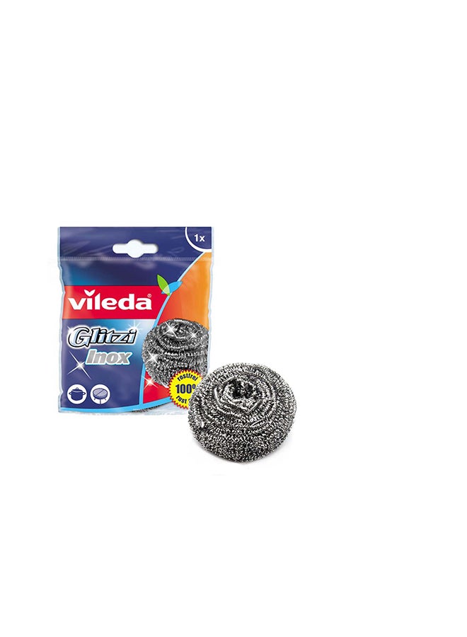 Glitzi Inox Spiral Scourer 1Pc, Stainless Steel, Anti-Burn Cleaning, Long-lasting, Ergonomic Design (1 Pc Per Pack) Grey - v1692875274/N12825552A_1