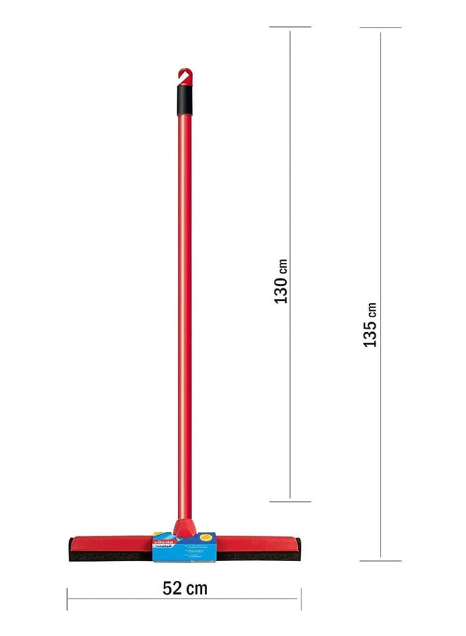 Vileda - Floor Wiper Classic 52 CM with a Stick, High water wiping efficiency, High Quality Foam, 52 X 5 X 136 Cm - Red Red/Black 52cm - Image 1
