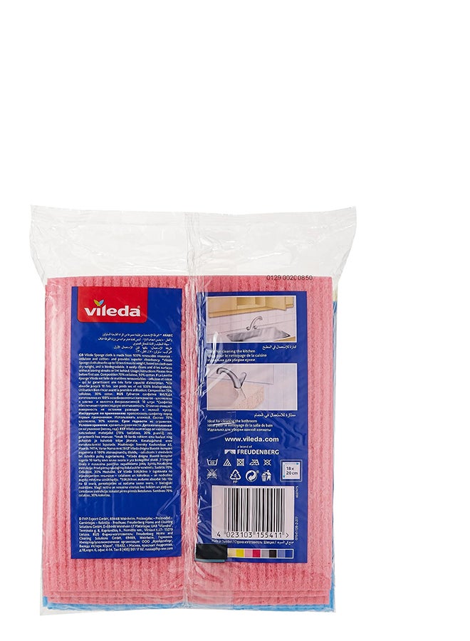 Vileda Sponge Cloth XXL Value Pack 10 Pcs 100% Natural Materials, Super Absorbent, Durable Assorted Color 18x20cm  - Image 2
