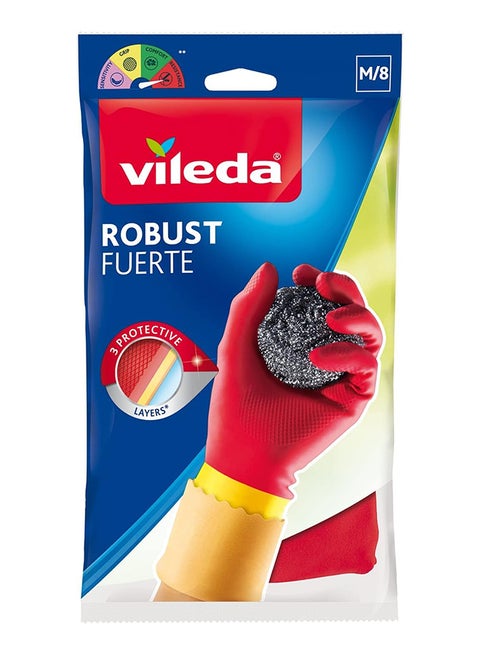 Robust (Protection) Rubber Gloves M, Reusable, Comfort Plus Lining, Latex And Neoprene, Heavy-Duty, Medium Size, Red & Yellow (1 Pair Per Pack) Red/Yellow M