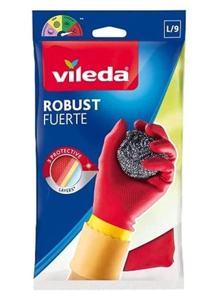 Robust (Protection) Rubber Gloves L, Reusable, Comfort Plus Lining, Latex And Neoprene, Heavy-Duty, Large Size, Red & Yellow (1 Pair Per Pack) Red/Yellow Large - v1692875287/N24933463A_1