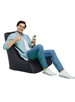 In-House Harvey | Velvet Bean Bag Chair Dark Grey Small  - Image 1