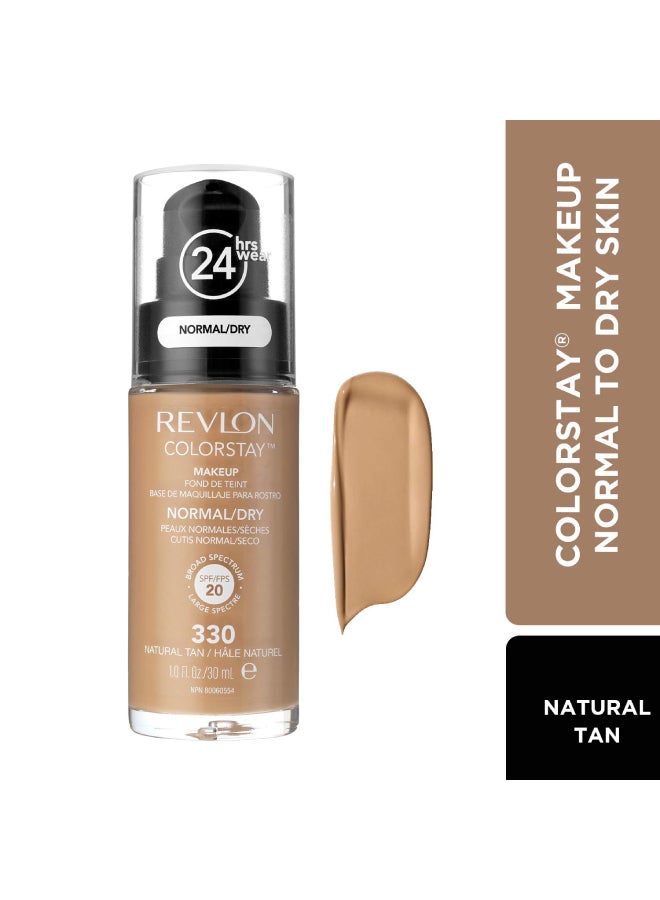 Revlon ColorStay Longwear Makeup for Normal/Dry Skin SPF 20 Natural Tan 330 - Image 2