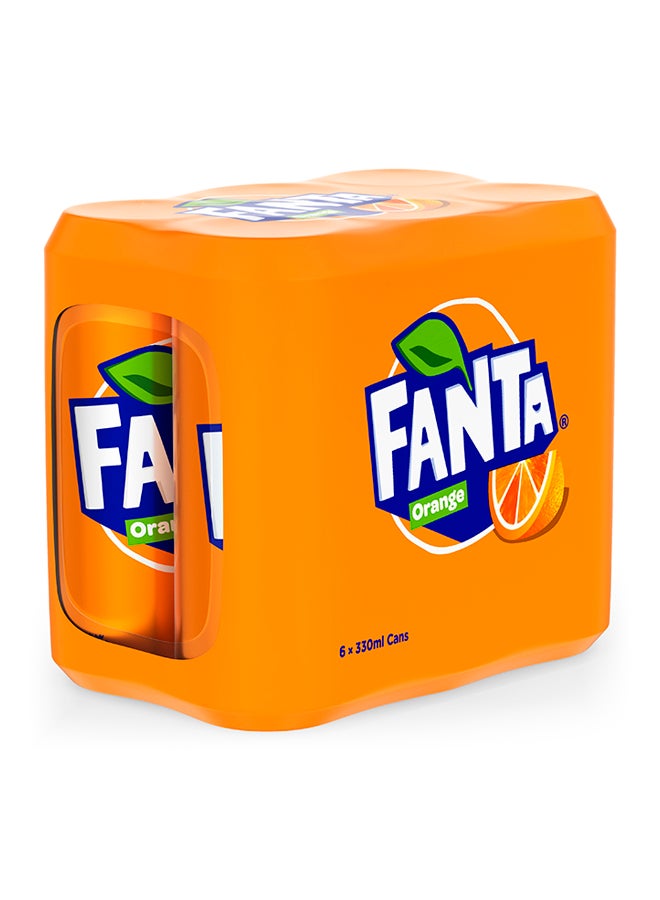 Fanta Orange Carbonated Soft Drink Can Orange 330ml Pack of 6  - Image 2