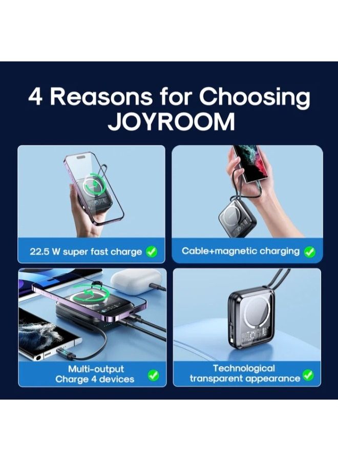 10000.0 mAh JR-L007 22.5W Magnetic Wireless PowerBank (Lightning)- Black