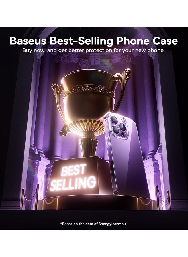 بيسوس "حافظة هاتف iPhone 15 Pro مقاس 6.1 بوصة شفافة من البولي كربونات مضادة للأصفر، رفيعة للغاية ومقاومة للكسر وحماية من الصدمات وتغطية كاملة للعدسات" - Image 2