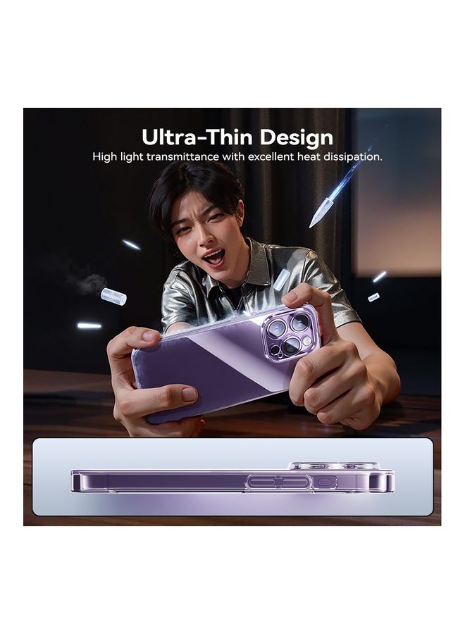 بيسوس "حافظة هاتف iPhone 15 Pro مقاس 6.1 بوصة شفافة من البولي كربونات مضادة للأصفر، رفيعة للغاية ومقاومة للكسر وحماية من الصدمات وتغطية كاملة للعدسات" - Image 4