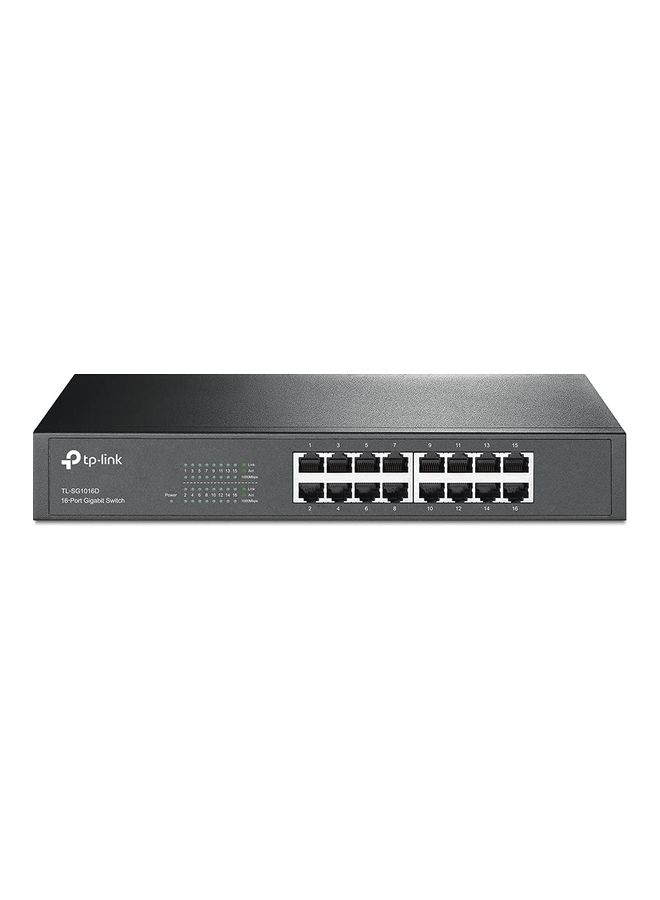 TP-LINK - 16 Ports TL-SG1016D Gigabit Desktop Rackmount Switch Network Hub | Plug and Play | MAC Address self-Learning, Auto MDI/MDIX and Auto Negotiation Black - Image 1