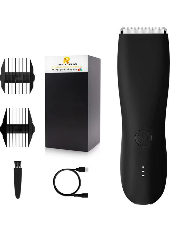 Rock Pow Electric Below-The-Belt Trimmers Built For Men Groin Hair Trimmer Body Hair Clippers Showerproof Body Groomer Waterproof Groin And Body Shaver With Universal USB Charging Black - Image 1