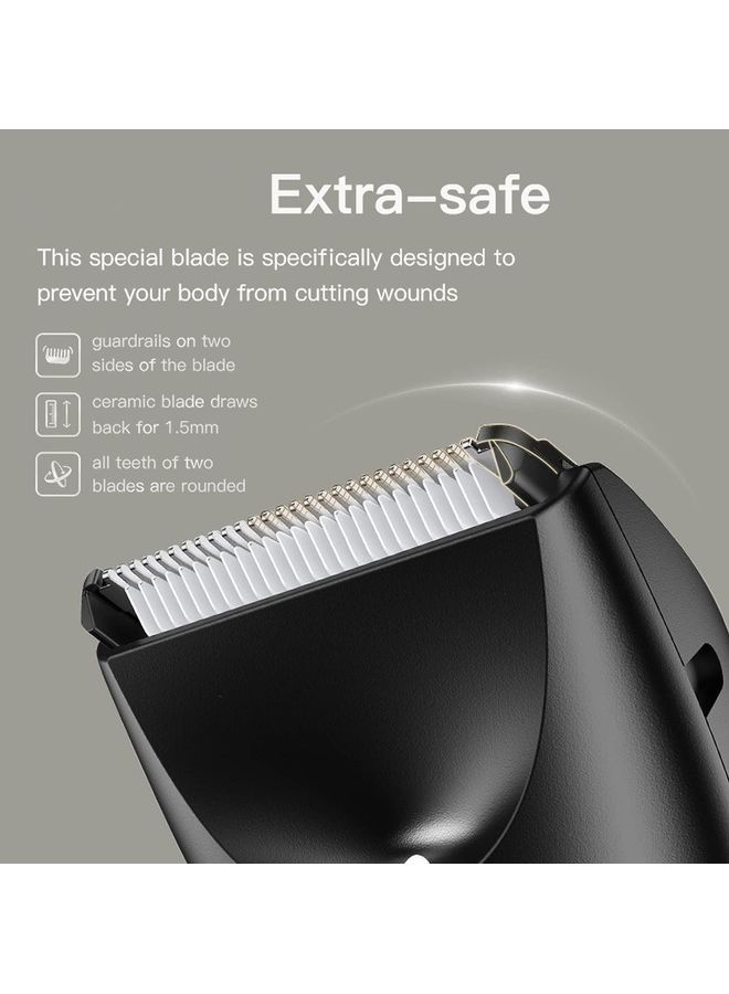 Rock Pow Electric Below-The-Belt Trimmers Built For Men Groin Hair Trimmer Body Hair Clippers Showerproof Body Groomer Waterproof Groin And Body Shaver With Universal USB Charging Black - Image 2