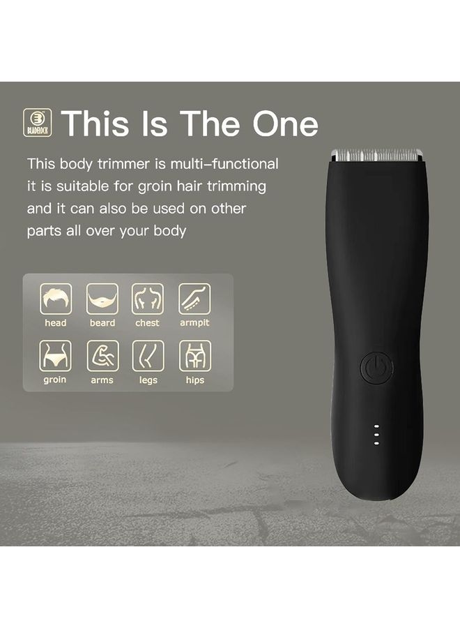 Rock Pow Electric Below-The-Belt Trimmers Built For Men Groin Hair Trimmer Body Hair Clippers Showerproof Body Groomer Waterproof Groin And Body Shaver With Universal USB Charging Black - Image 3