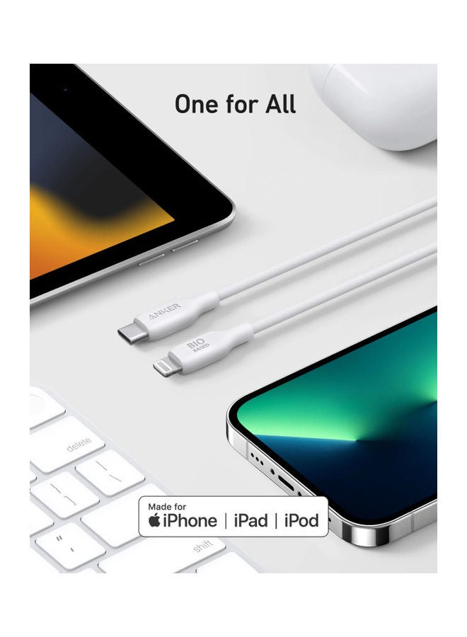 Anker - 542 USB-C to Lightning Bio-Based 6ft Cable A80B2H21 White White - Image 1