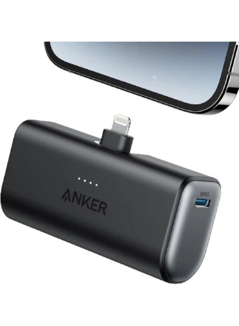 Power Bank, 621 Power Bank with Built-In Lightning Connector, 5,000mAh MFi Certified 12W Portable Charger, Compatible with iPhone 14/14 Pro/14 Plus/14 Pro Max, iPhone 13 and 12 Series Black