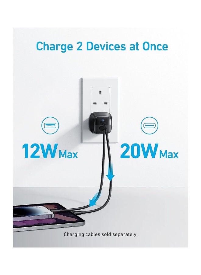 Anker 323 Charger 33W USB-C Power Delivery and USB-A port Adapter Black  - Image 2