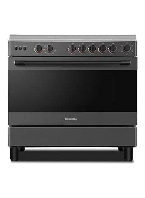 90 x 60 cm 5-Gas Burner Cooking Range With Gas Oven And Grill, Cast Iron Pan Support, Built in Thermostat TBA-36LMG5G089KS-SA Stainless Steel/Black