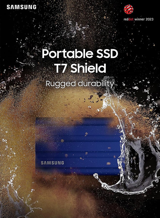 Samsung - T7 Shield Portable SSD, up-to 1050MB/s, USB 3.2 Gen2, Rugged, IP65 Water & Dust Resistant, for Photographers, Content Creators and Gaming, External Solid State Drive (MU-PE2T0R/WW) Blue 2.0 TB - Image 1