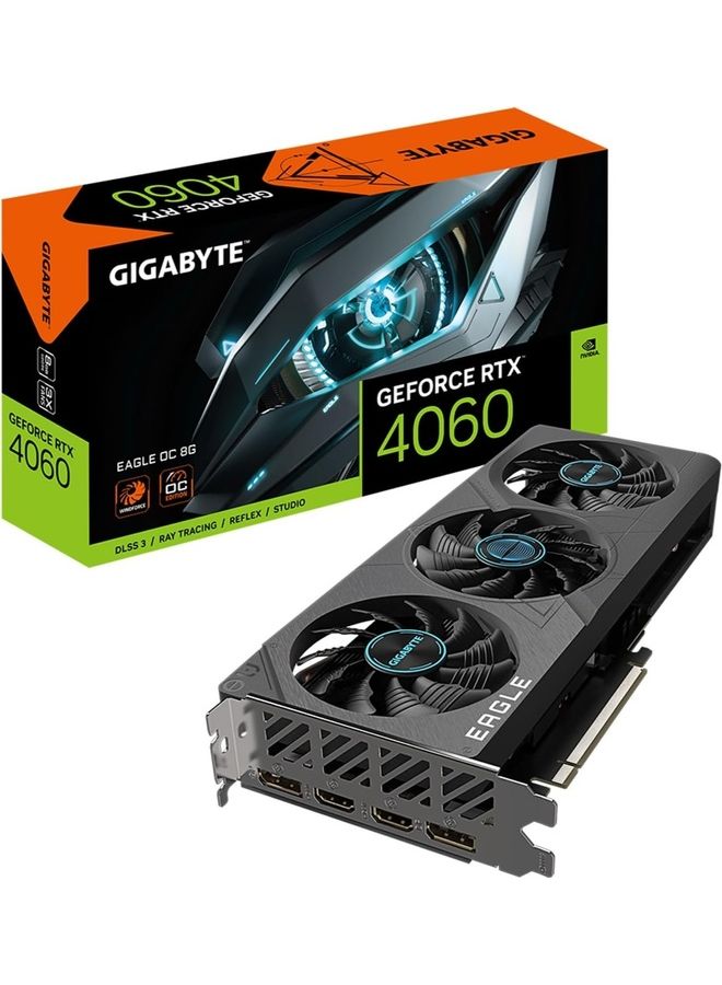 GIGABYTE GeForce RTX 4060 Eagle OC 8G Graphics Card, 3X Windforce Fans, 8GB 128-Bit GDDR6, Video Card Black  - Image 1