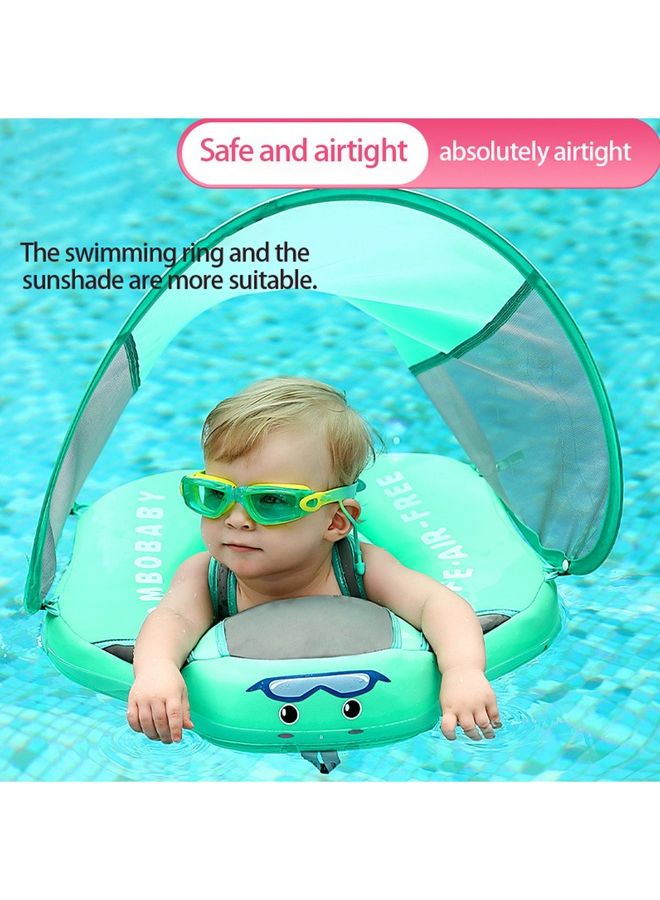 Rock Pow Swimming Inflatable Baby Pool Float Ring Newest With Sun Protection Canopy Add Tail No Flip Over For Age Of 3-24 Months - Image 2