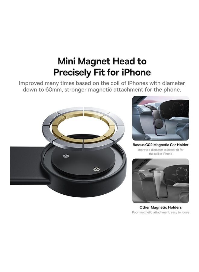 15W Wireless MagSafe Car Mount Charger – High-Quality Magnetic Fast Charger With Stable Grip For iPhone 16 Pro Max/Plus, 15 Pro Max/Plus, 14, 13, 12, Samsung S25/S24/S23, Ultra-Fast Charging, Qi-Certified, Adjustable Viewing Angle, Dashboard Mount, Compatible with Tesla, SUVs, Trucks, Universal Fit, Compact Design, Durable Build, Anti-Slip, Heat Resistant, Easy Installation, Wireless Car Charger Holder, Hands-Free Charging, Safe and Secure Black