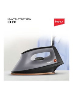 Impex Heavy Duty Dry Iron With Non-Stick Ceramic Sole Plate 1200W Power Long Life Thermostat Overheat Protection 1200 W IB 191 Black/Grey  - Image 2