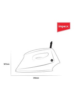 Impex Heavy Duty Dry Iron With Non-Stick Ceramic Sole Plate 1200W Power Long Life Thermostat Overheat Protection 1200 W IB 191 Black/Grey  - Image 5