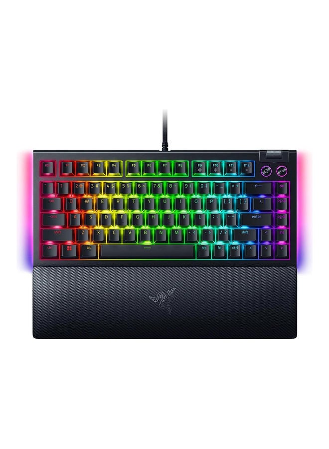 ريزر - لوحة مفاتيح ميكانيكية للألعاب Razer BlackWidow V4 75%، تصميم قابل للتبديل السريع، مدمج ومتين، مفاتيح لمسية برتقالية، Chroma RGB، MF Roller ومفاتيح الوسائط، مسند معصم مريح - أسود - Image 1