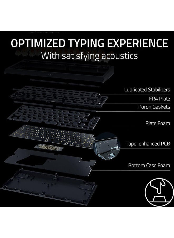 ريزر - لوحة مفاتيح ميكانيكية للألعاب Razer BlackWidow V4 75%، تصميم قابل للتبديل السريع، مدمج ومتين، مفاتيح لمسية برتقالية، Chroma RGB، MF Roller ومفاتيح الوسائط، مسند معصم مريح - أسود - Image 1