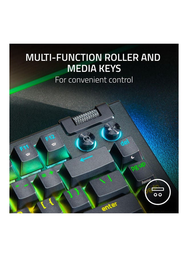 ريزر - لوحة مفاتيح ميكانيكية للألعاب Razer BlackWidow V4 75%، تصميم قابل للتبديل السريع، مدمج ومتين، مفاتيح لمسية برتقالية، Chroma RGB، MF Roller ومفاتيح الوسائط، مسند معصم مريح - أسود - Image 1