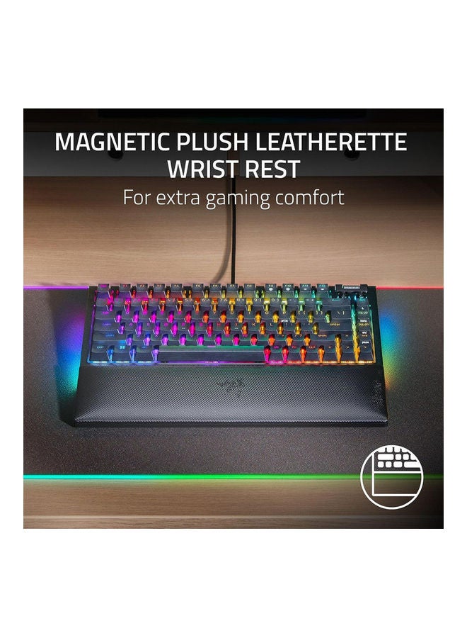 ريزر - لوحة مفاتيح ميكانيكية للألعاب Razer BlackWidow V4 75%، تصميم قابل للتبديل السريع، مدمج ومتين، مفاتيح لمسية برتقالية، Chroma RGB، MF Roller ومفاتيح الوسائط، مسند معصم مريح - أسود - Image 1