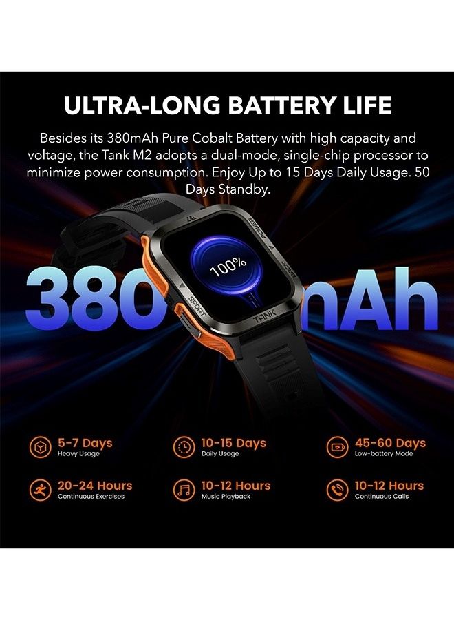 KOSPET - Tank M2 Bluetooth Answer Make Call Smart Watches For Men 5 ATM US Military Certified With 70 Sport Modes 1.85 Inch For Android IOS IPhones With Heart Rate Blood Pressure Black - Image 1