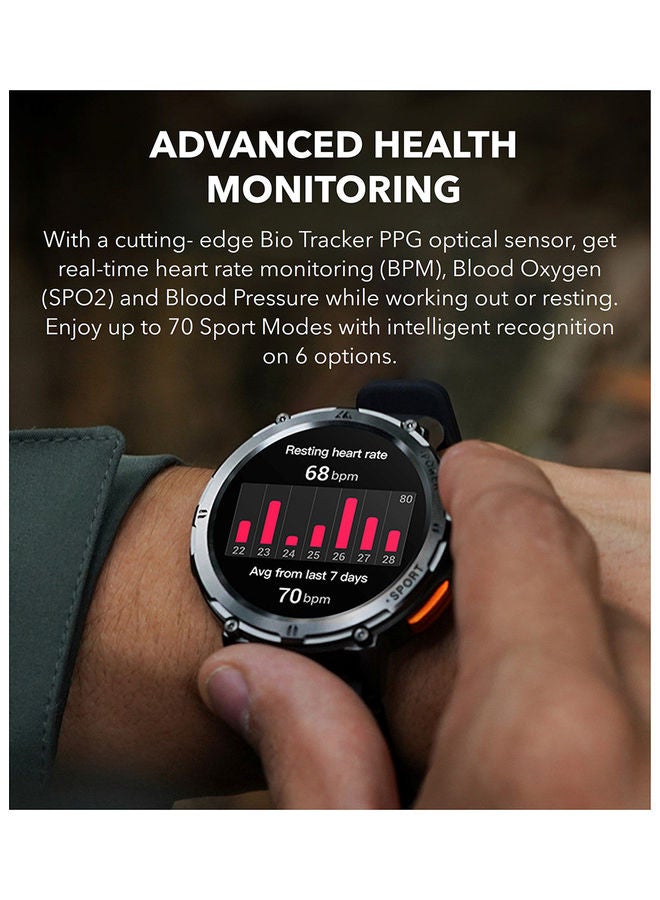 KOSPET - Tank T2 1.43 Inch Amoled Always On Display Bluetooth Answer Make Call Smart Watches For Men 5 ATM US Military Certified With 70 Sport Modes For Android IOS Iphones Silicone Band, Silver - Image 1