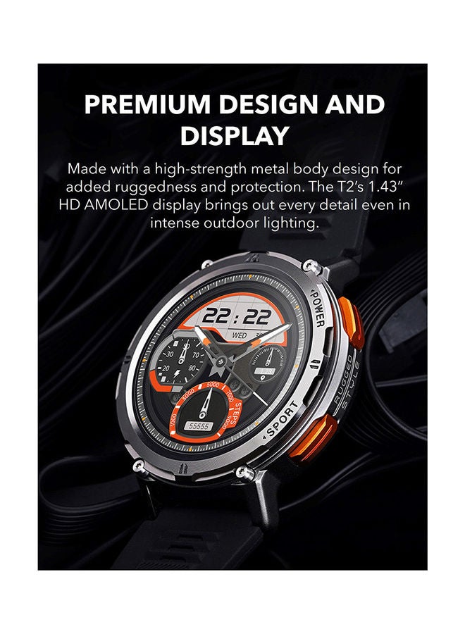 KOSPET - Tank T2 1.43 Inch Amoled Always On Display Bluetooth Answer Make Call Smart Watches For Men 5 ATM US Military Certified With 70 Sport Modes For Android IOS Iphones Silicone Band, Silver - Image 1