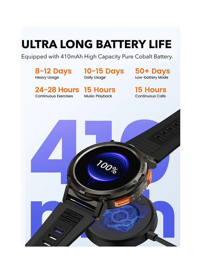 KOSPET - Tank T2 1.43 Inch Amoled Always On Display Bluetooth Answer Make Call Smart Watches For Men 5 ATM US Military Certified With 70 Sport Modes For Android IOS Iphones Silicone Band, Silver - Image 1