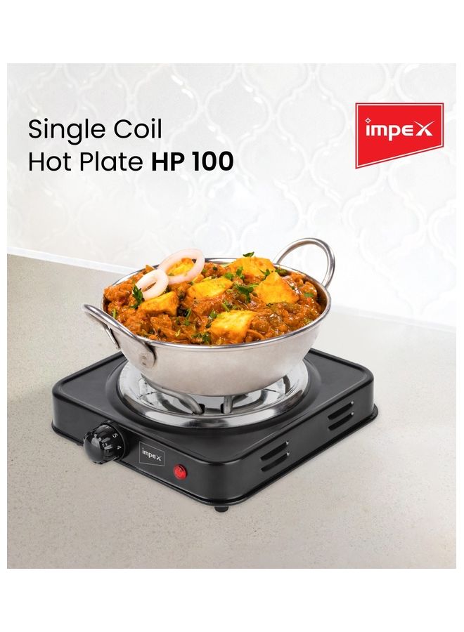 Impex Electric Single Coil Hot Plate With Power, Durable Metal Housing, Adjustable Temperature Control, Overheat Protection 1000.0 W HP 100 Black - Image 2